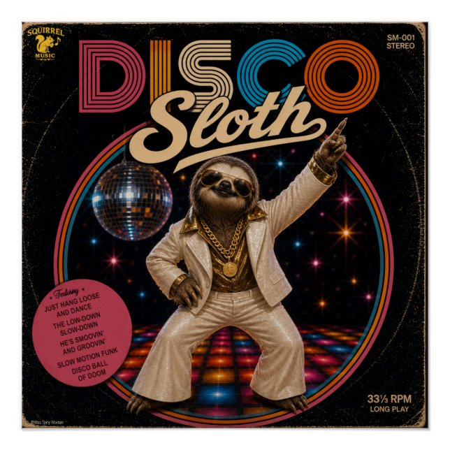 Poster Paresseux Disco (Devant)