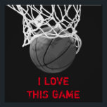 Poster parfait du basket-ball noir et blanc<br><div class="desc">J'Aime Ce Jeu. Sports Populaires - Basketball Game Ball Image.</div>