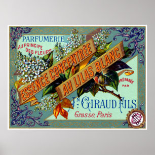 Poster Parfum 1915 lilas blanc français