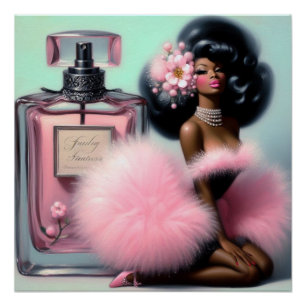 Poster Parfum rose vintage Élégance Noire