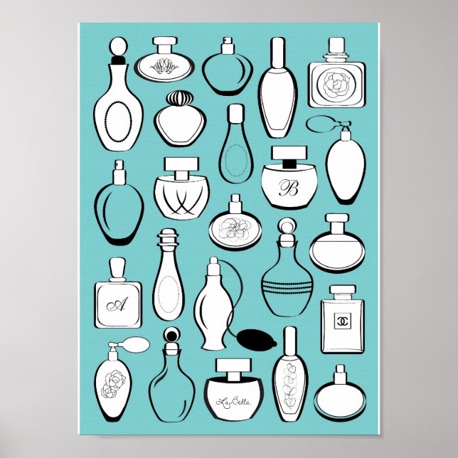 Poster Parfums de luxe encadrés - bleu (Devant)