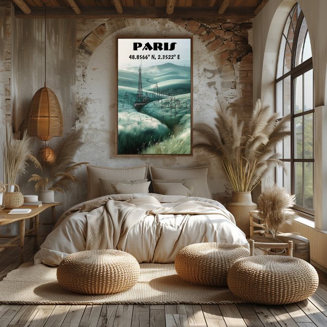 Poster París: Arte de línea con Coordenadas. (Créateur téléchargé)