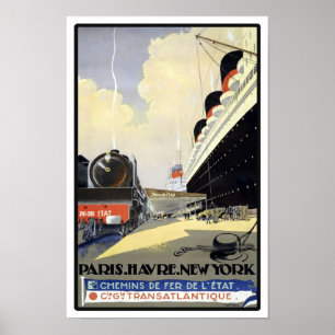 Poster Paris au Vintage voyage de New York