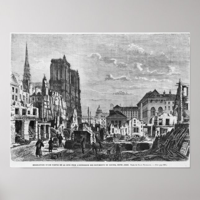 Poster Paris, démolition d'une partie de la Cité (Devant)