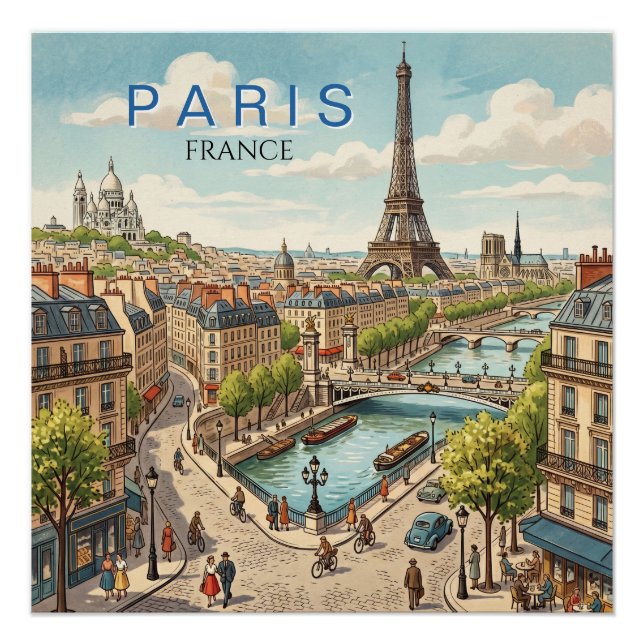 Poster Paris France Voyage Art Rétro (Devant)