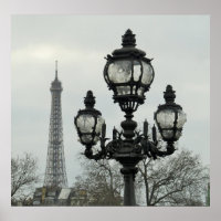 Paris Lamp Post et la Tour Eiffel en hiver