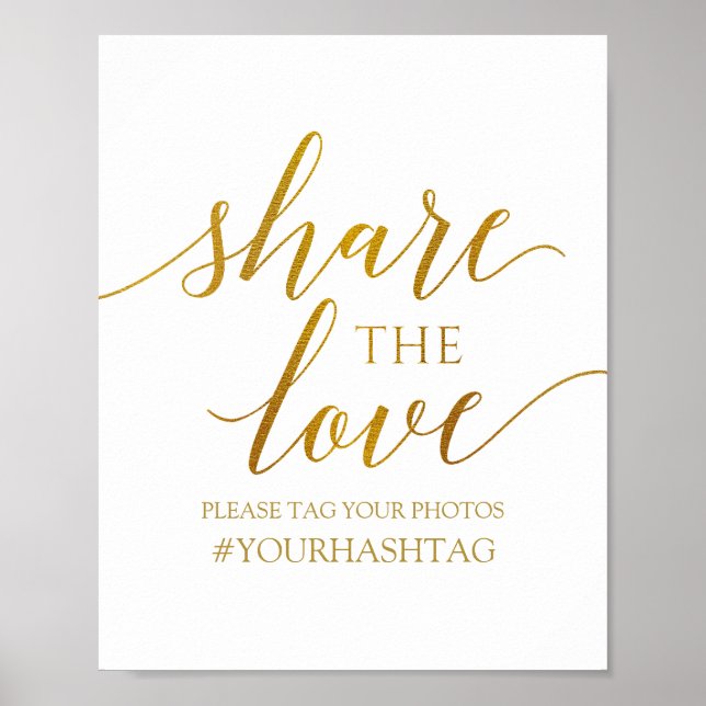 Poster Partagez l'amour | Calligraphie romantique -Faux F (Devant)