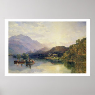 Poster Partie de pêche au loch Achray, avec une vue de