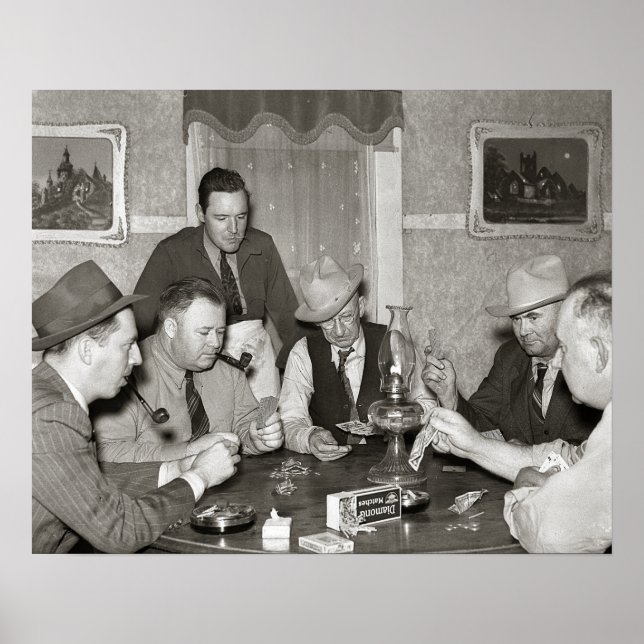 Poster Partie de poker, 1939. Photo ancienne (Devant)