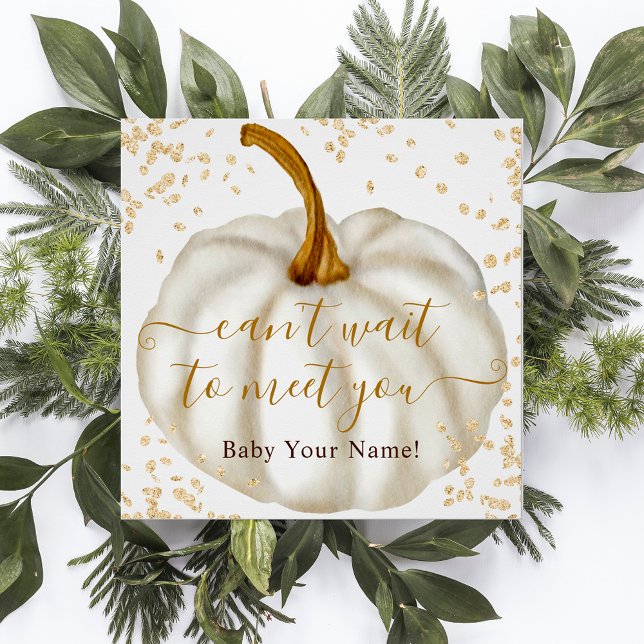 Poster Parties scintillant d'or chic citrouille aquarelle (Chic gold glitter pumpkin watercolor baby shower poster)