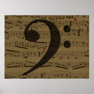 Poster Partition musicale Bass Clef