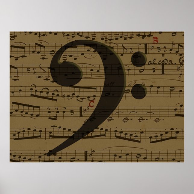 Poster Partition musicale Bass Clef (Devant)