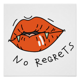 Poster Pas de Regrets Red Lips Anti-Valentine