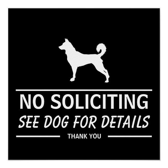 Poster Pas de sollicitation, voir le chien pour les détai (Devant)