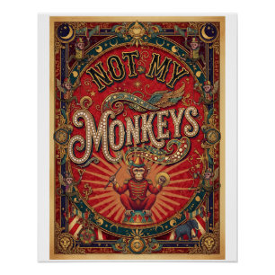 Poster Pas mes singes ! Monsieur Loyal, Rouge et Or