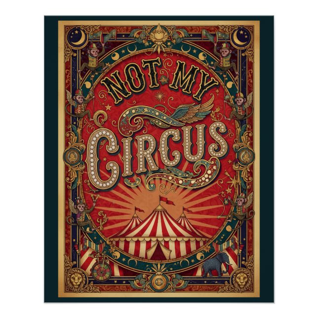 Poster Pas mon cirque ! Monsieur Loyal Rouge et Or (Devant)