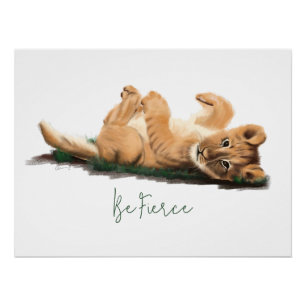 Poster Pastel Baby Lion Cub Soft Wildlife Art Imprimer