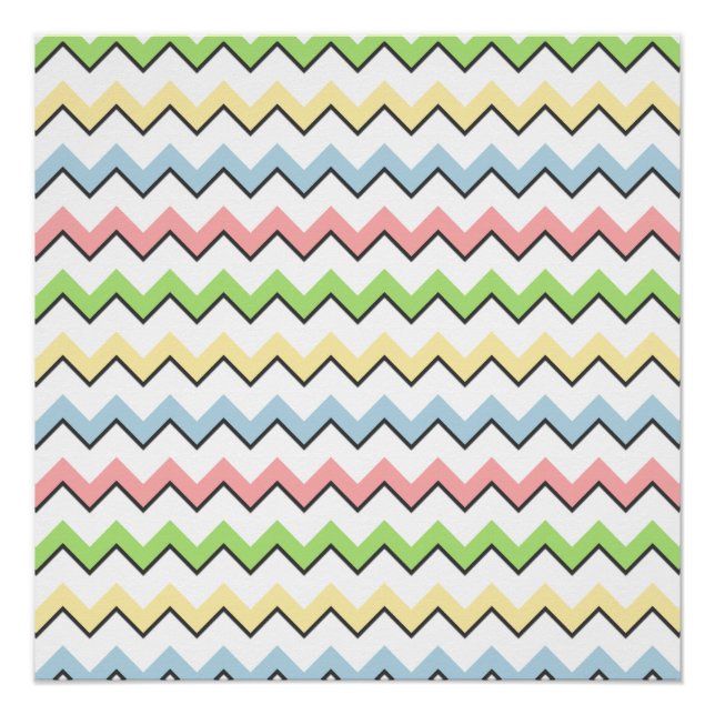 Poster Pastel Chevron-Drop Shadow par Shirley Taylor (Devant)