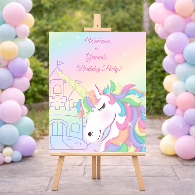 Poster Pastel Rainbow Unicorn Magical Birthday (Créateur téléchargé)