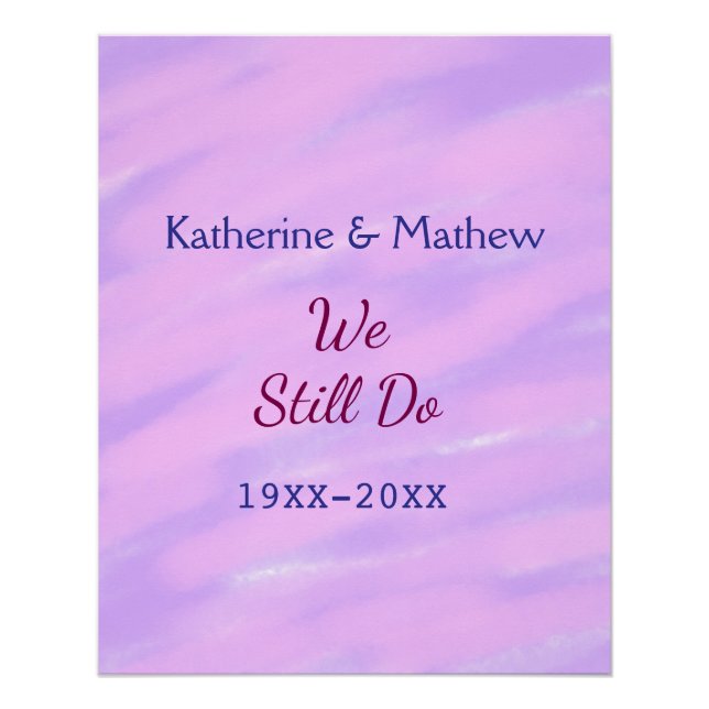 Poster Pastel rose violet Vow renouvellement anniversaire (Devant)