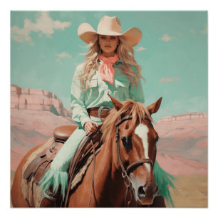 Poster Pastel Roundup : Cowgirl Wall Art