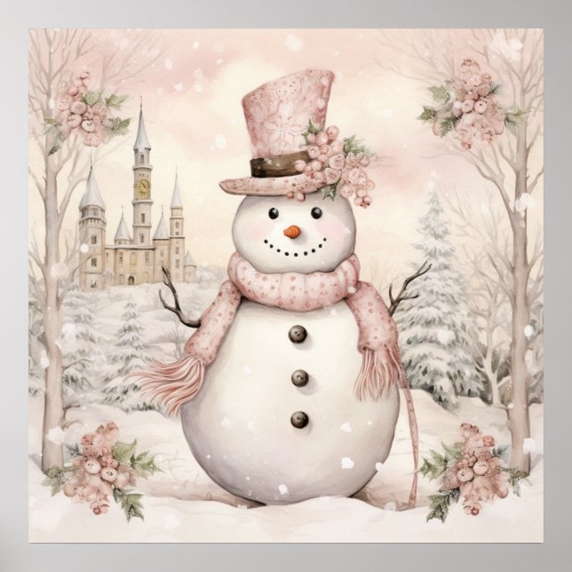 Poster Pastel Snowman (Devant)