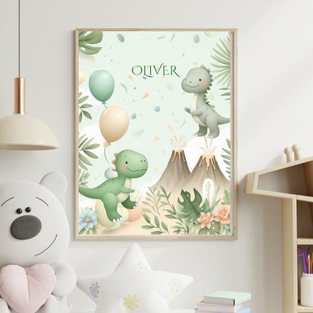 Poster Pastel Watercolor Dino Kids Nursery Art (Créateur téléchargé)