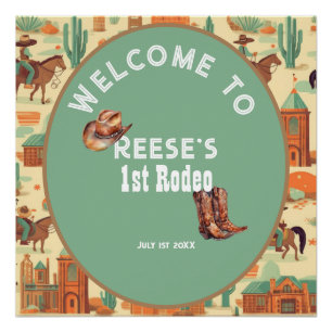Poster Pastel Western Rodeo Cowboy 1er anniversaire