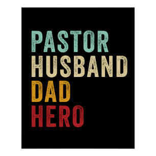 Poster Pastor Husband Papa Hero - Fête du Père chrétien