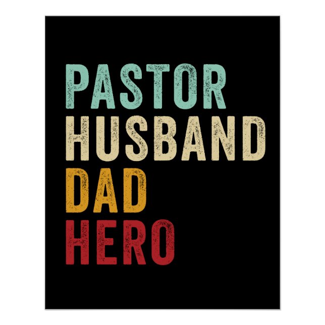 Poster Pastor Husband Papa Hero - Fête du Père chrétien (Devant)