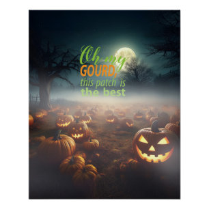 Poster Patch Citrouille d'Halloween effrayant