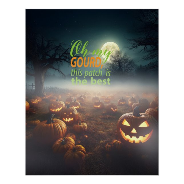 Poster Patch Citrouille d'Halloween effrayant (Devant)