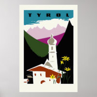 Pâte à huile rétro dessin Tyrol Autriche Voyage