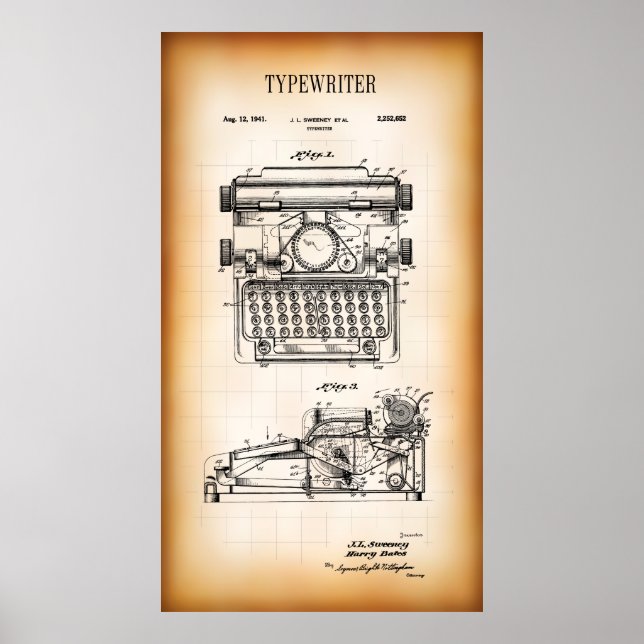 Poster PATENT for TYPEWRITER 1941 (Devant)