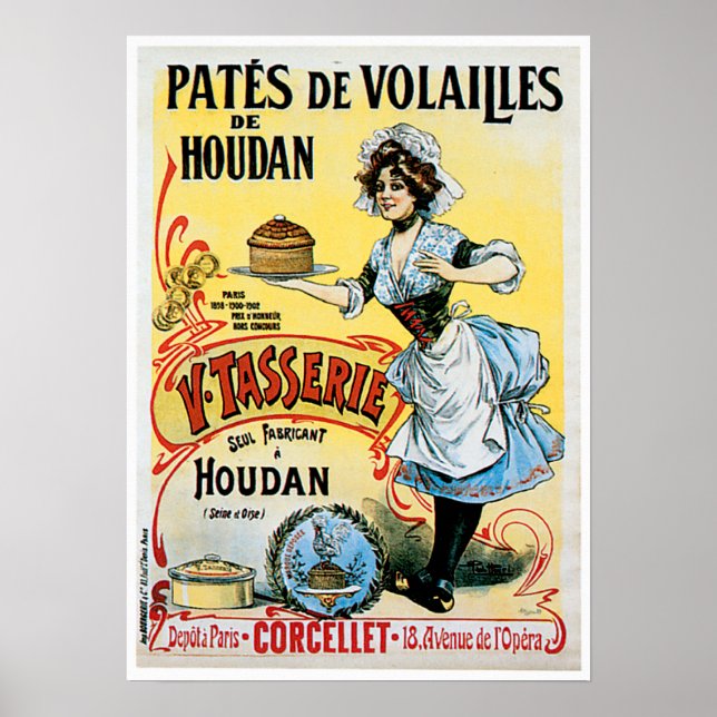 Poster Pates De Volailles Houdan Restauration Vintage (Devant)