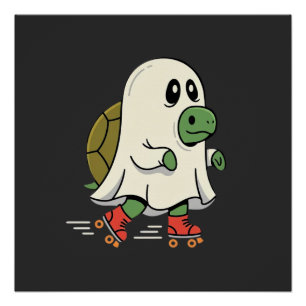 Poster Patins à roulettes Tortue Fantôme Design Halloween