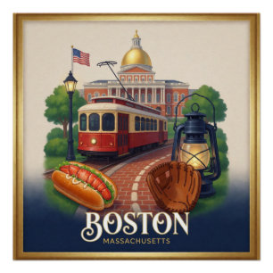 Poster Patrimoine de la ville de Boston Massachusetts