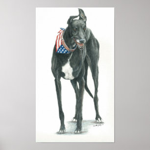 Poster Patriotic Greyhound Dog Arr Print