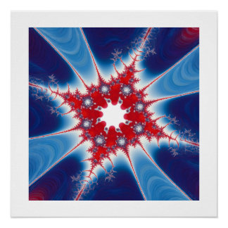 Poster Patriotic Red White & Blue Mandelbrot Fractal