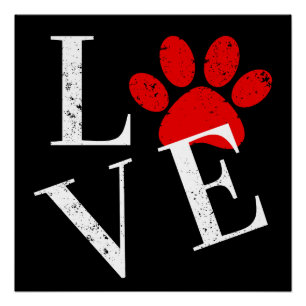 POSTER PATTE DE CHIEN D'AMOUR TENDANCE