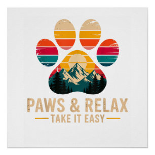 Poster Pattes et détente Prenez ça cool Montagnes vintage