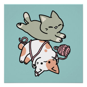 Poster Pattes et Jeux – Illustration de Chat Adorable