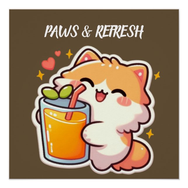 Poster Pattes personnalisées et design de chat mignon Ref (Devant)