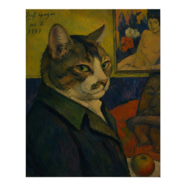Poster Paul Gauguin Autoportrait Vol. 2 en chat (Devant)