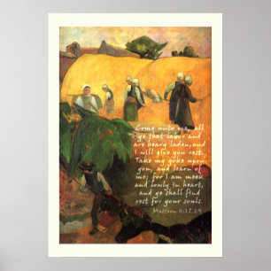 Poster Paul Gauguin Haymaking avec Bible Verse Christian