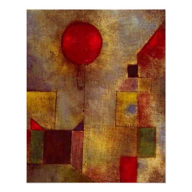 Poster Paul Klee Ballons rouges Art coloré Abstrait (Devant)