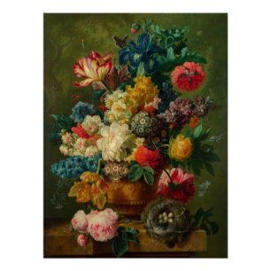 Poster Paulus Theodorus Van Bruxelles - fleurs dans un