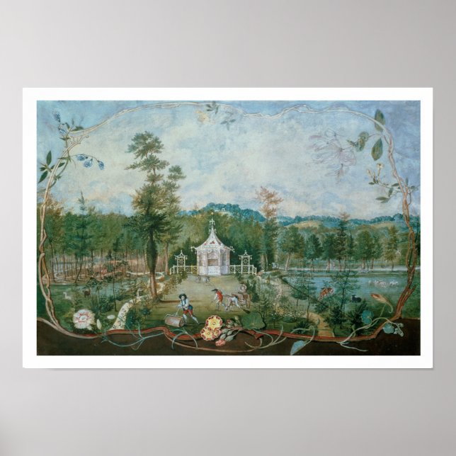 Poster Pavillon chinois dans un jardin anglais, 18ème siè (Devant)
