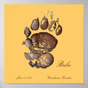Poster Pawprint brown de Bubu