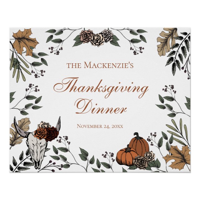 Poster Pays Thanksgiving Party Automne Harvest Taureau cr (Devant)